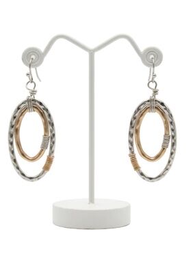 Womens Silver Hoop Oval Earrings